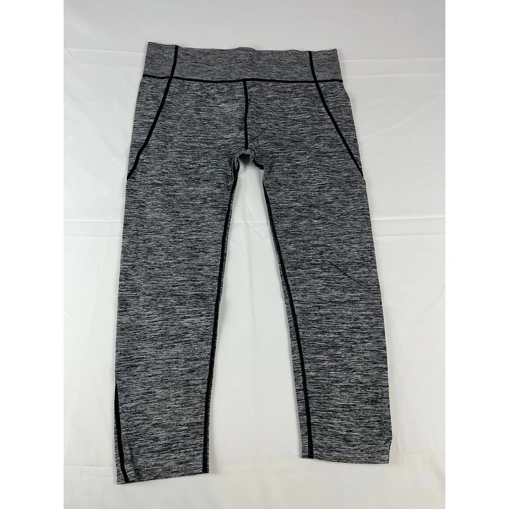Kathy Capri Plus Leggings Grey Heathered Black Trim Activewear‎ Pants 2X3X